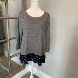 Ann Taylor Grey Tunic with Ruffle